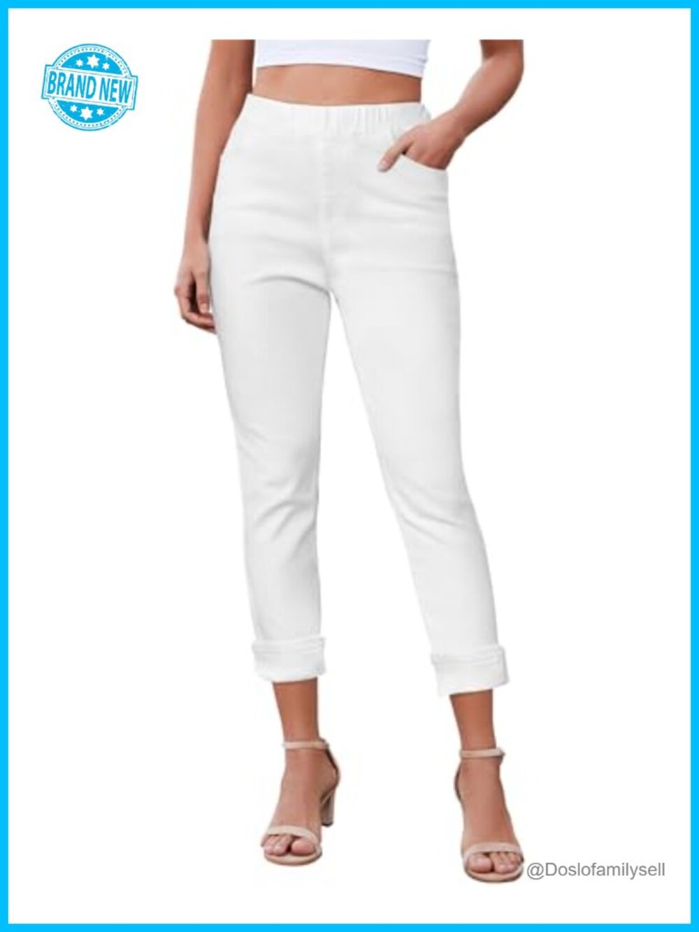 Women's High Waisted Capri Jeggings - Stretchy Pull On Skinny Fit
